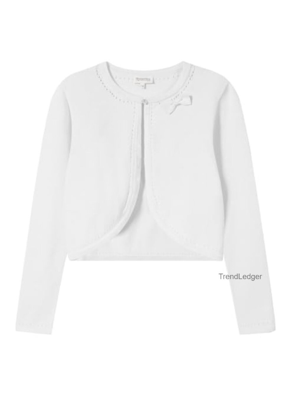 Girls Cropped Knitted Bolero Cardigan Bowknot Button Long Sleeve